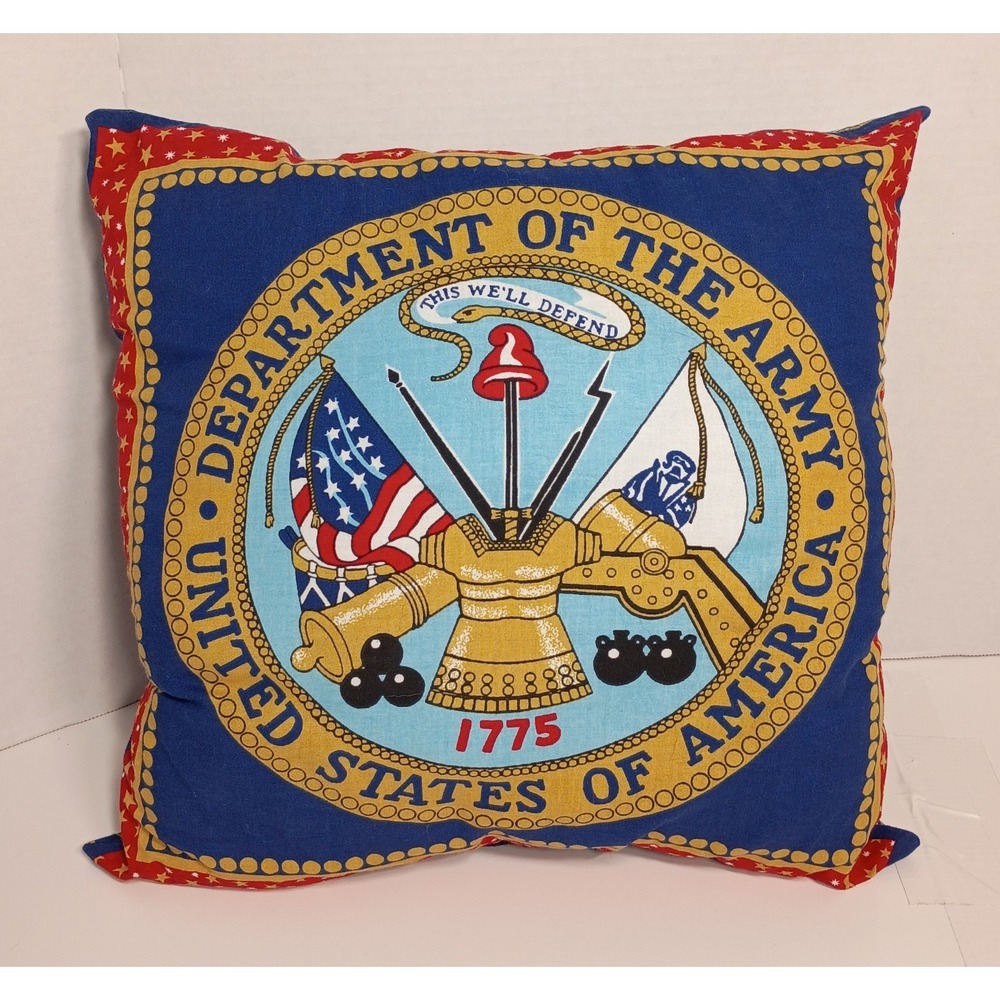 Vtg Handmade Pillow US Army Patriotic Americana Decor 16"x15" Office‎ Man Cave